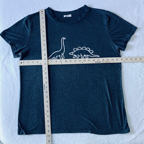 Dinosaur Buddy Shirt Brontosaurus Stegosaurus Women L Dark Gray - Picture 2 of 3
